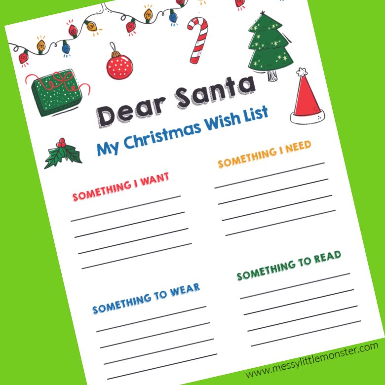 four gifts for Christmas printable Wishlist