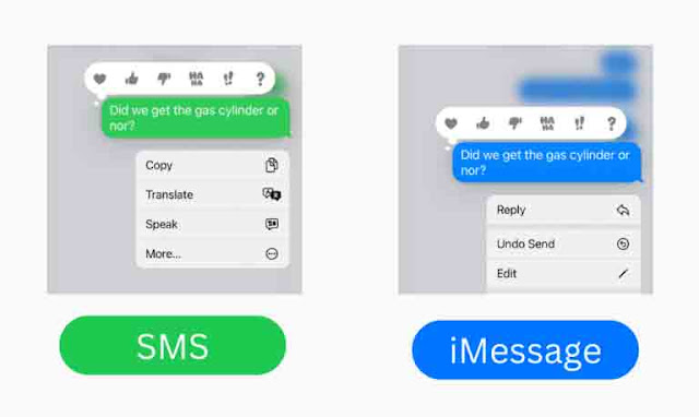 SMS و iMessage فقاعات خضراء وزرقاء