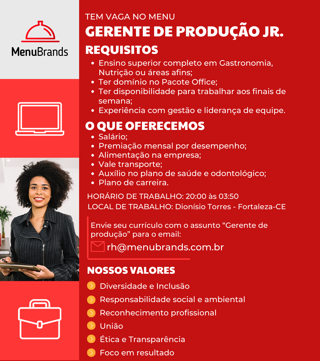 GERENTE DE PRODUÇÃO JR