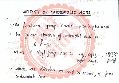 Acidity of Carboxylic acids 2nd Semester B.Pharmacy ,BP202T Pharmaceutical Organic Chemistry I,BPharmacy,Handwritten Notes,Important Exam Notes,BPharm 2nd Semester,