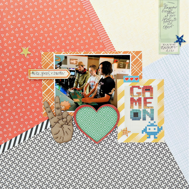 Peace, Love, and Video Games Teen Scrapbook Layout with Chipboard Embellishments