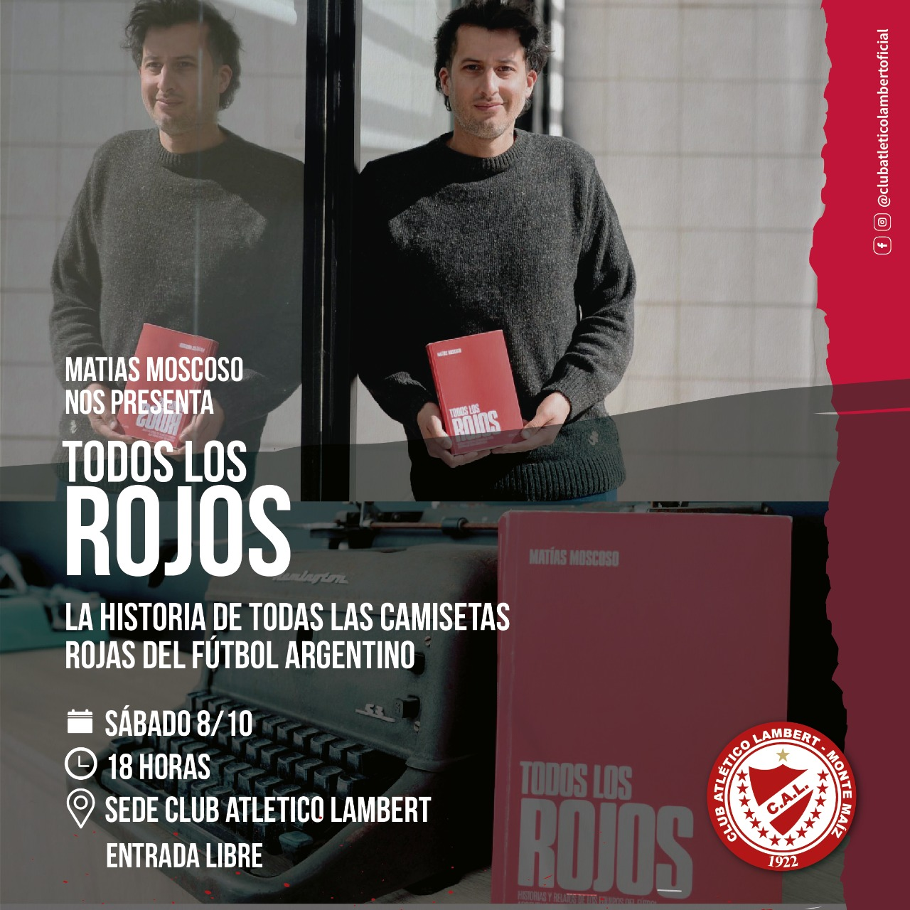 Llega a Lambert, el libro de las Camisetas Rojas Del Fútbol Argentino