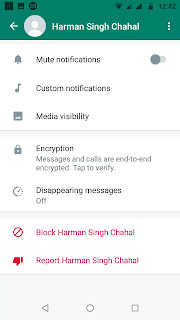 Image showing screen of person who got blocked on whatsapp