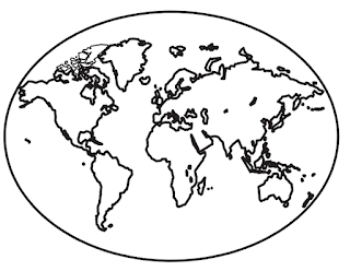 Earth coloring page - the 5 continents