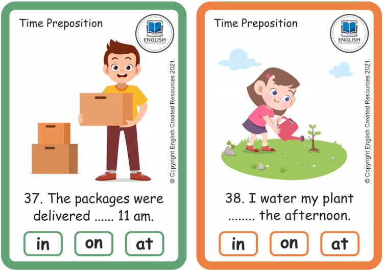 Grammar Activity: Preposition of Time | Task Cards