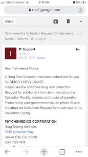 Drug testing email Fahmeena Odetta Moore