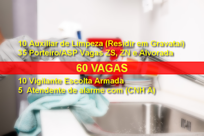 Geton Vigilância abre 60 vagas para Auxiliar de Limpeza, Porteiro e outras em Gravataí, Porto Alegre e Alvorada