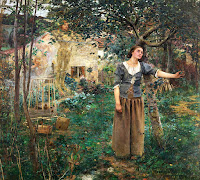 French religious painting of Joan of Arc by Jules Bastien-Lepage, circa 1879. Naturalism and Jeanne d'Arc.