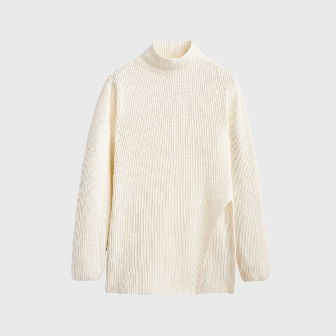 wool sweater with asymmetric hem