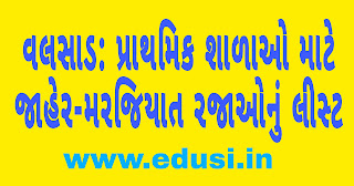 Download Valsad District Jaher - Marjiyat Raja list for Primary school 2022