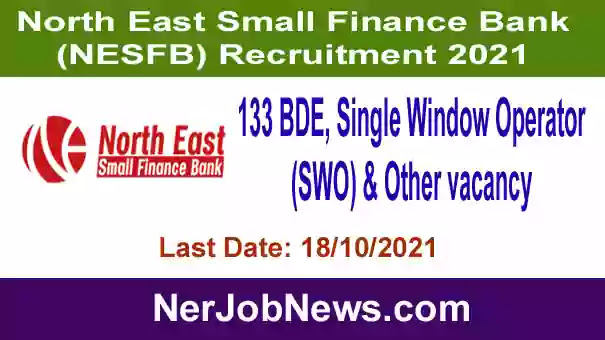 NESFB Recruitment 2021 – 133 BDE, SWO & Other Vacancy, Online Apply