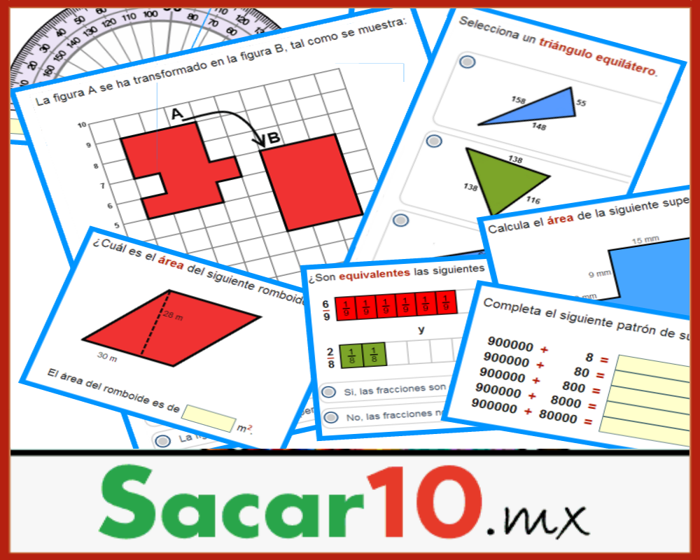 Encuentra ejercicios de todos los temas de matemáticas para cada grado de Primaria en Sacar10.mx