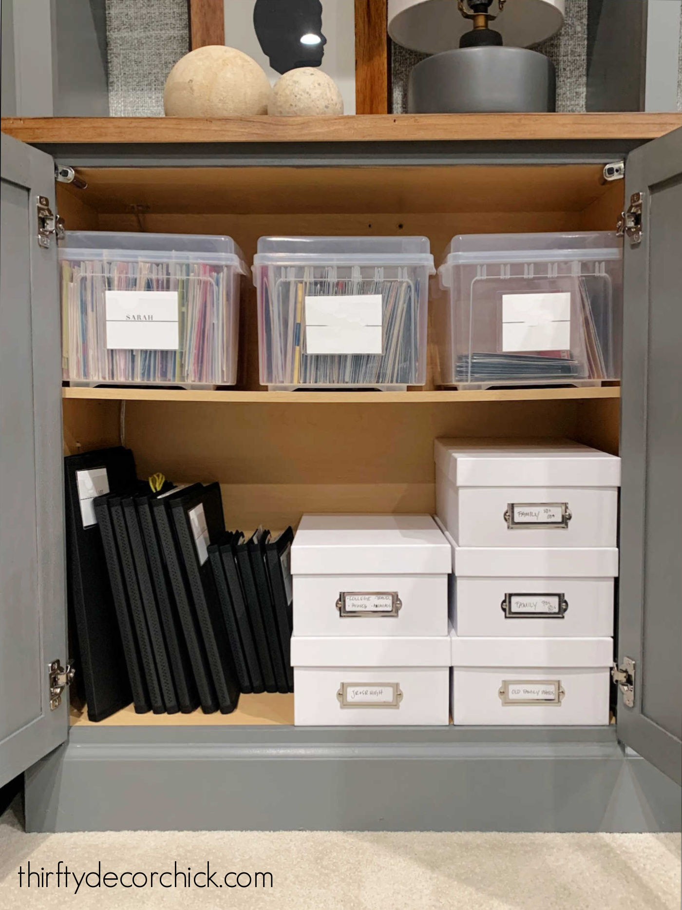 keepsake memento storage in cabinet