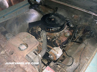 Engine of 1966 Pontiac Tempest pulled from garage after 28 years.