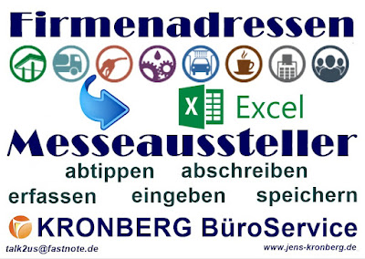 Firmenadressen Messeaussteller in Excel KRONBERG BüroService