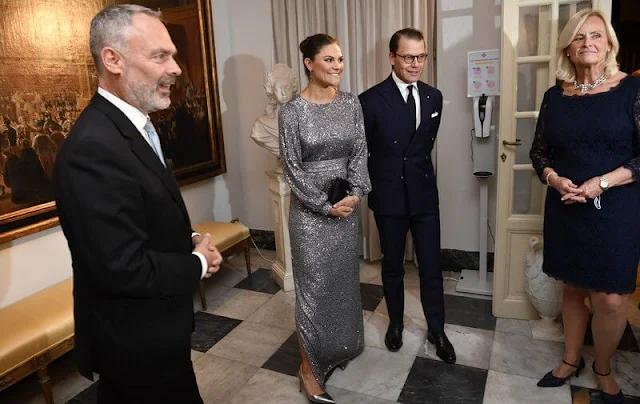 By Malina Cherie Gown. Crown Princess Victoria wore a new sequin maxi dress from By Malina