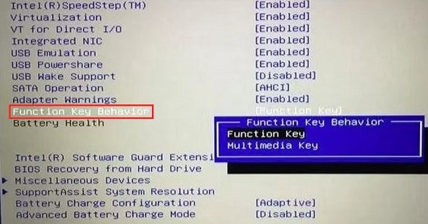 تعطيل مفتاح Fn من خلال BIOS