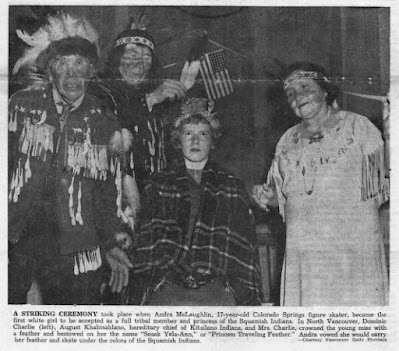 Figure skater Andra McLaughlin with Squamish people of British Columbia in 1951