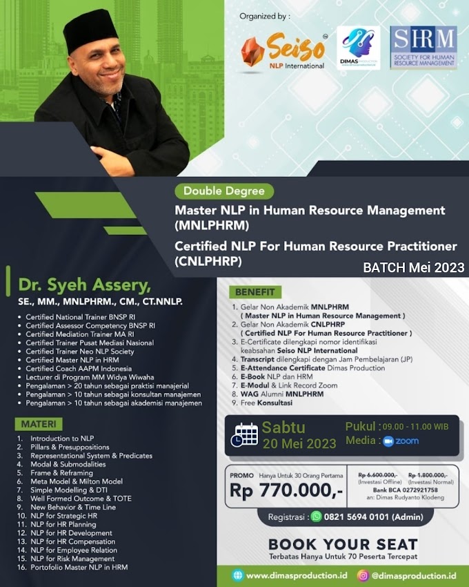 WA.0821-5694-0101 | Master Neuro Linguistic Programming in Human Resource Management (MNLPHRM), Certified Neuro Linguistic Programming in Human Resource Professional (CNLPHRP) 20 Mei 2023