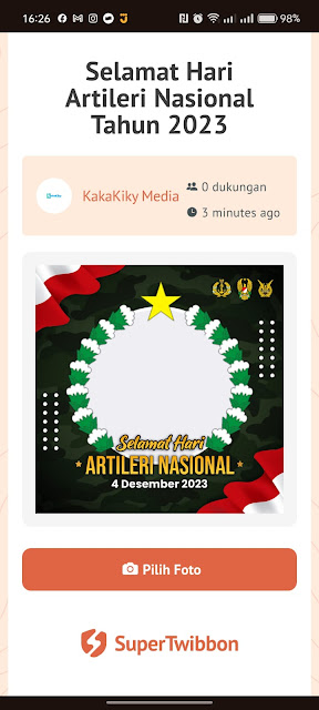 cara pasang twibbon artileri nasional lewat hp