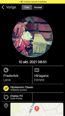 Screenshot Hipstamatic-instellingen Frederick + Hiragana