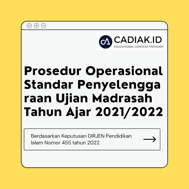 Prosedur Operasional Standar Penyelenggaraan Ujian Madrasah Tahun Ajar 2021/2022 - Keputusan DIRJEN PI 455/2022