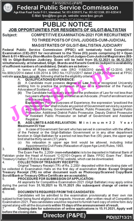 www.fpsc.gov.pk - FPSC Federal Public Service Commission Jobs 2021 in Pakistan