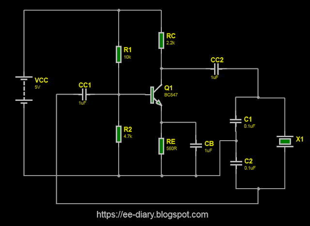 crystal oscillator with colpitts configuration circuit diagram