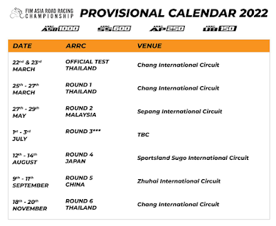 Jadual ARRC 2022 Asia Road Racing Championship (Keputusan)
