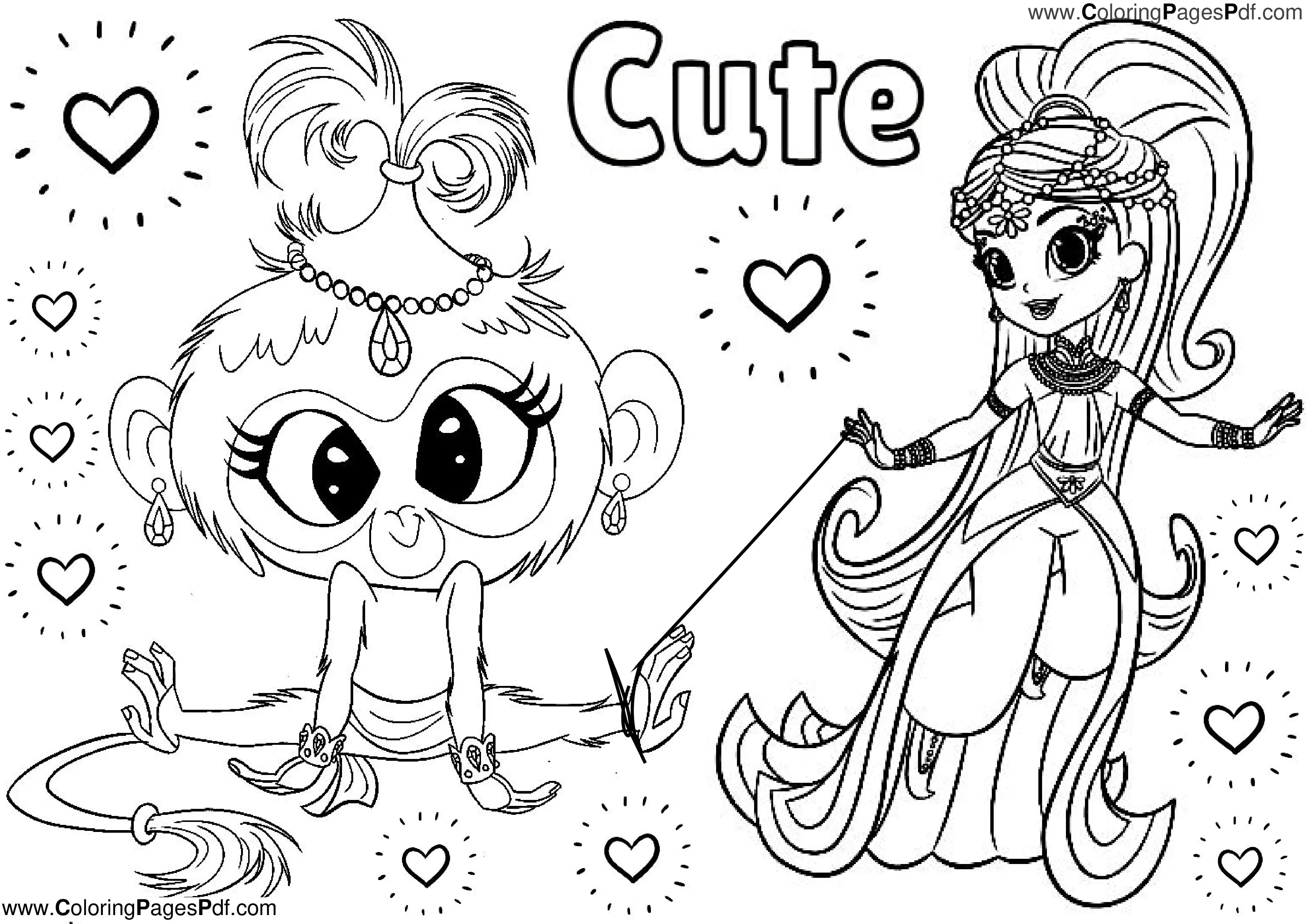 Shimmer and shine coloring pages for girls