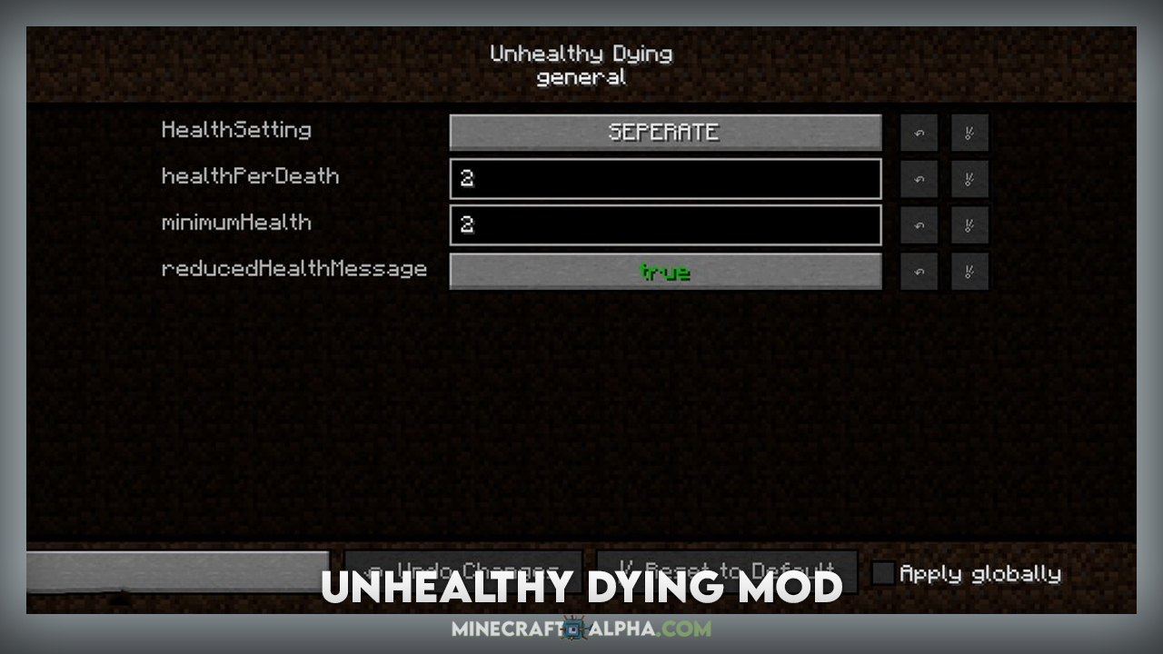 Unhealthy Dying Mod 1.18.1 (Not A Normal Death)