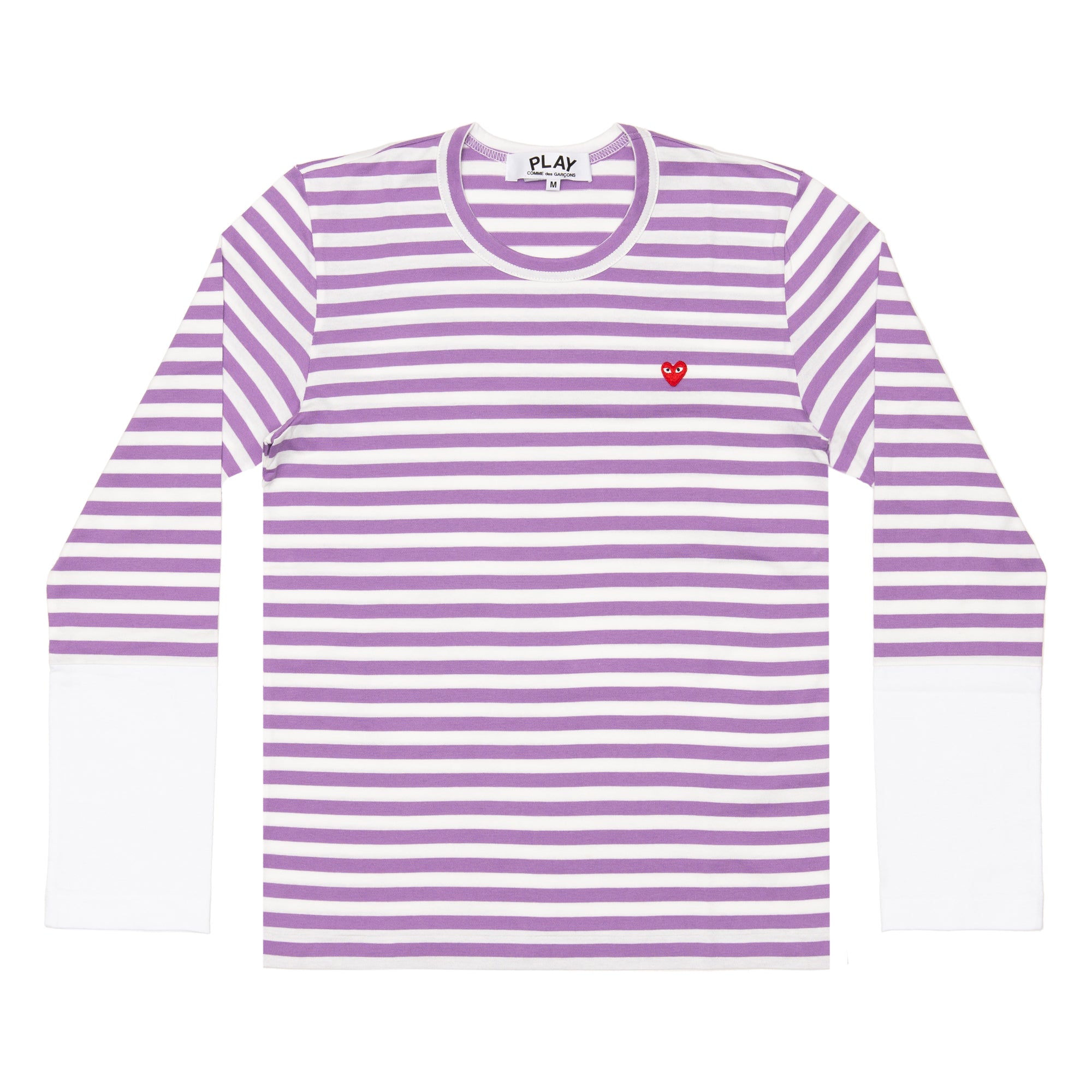 PLAY COMME des GARÇONS Small Red Heart Striped L/S T-Shirt (Purple X White) Ladies: ¥10,010 Men's: ¥10,780