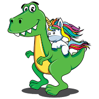 unicorn riding dinosaur health journal