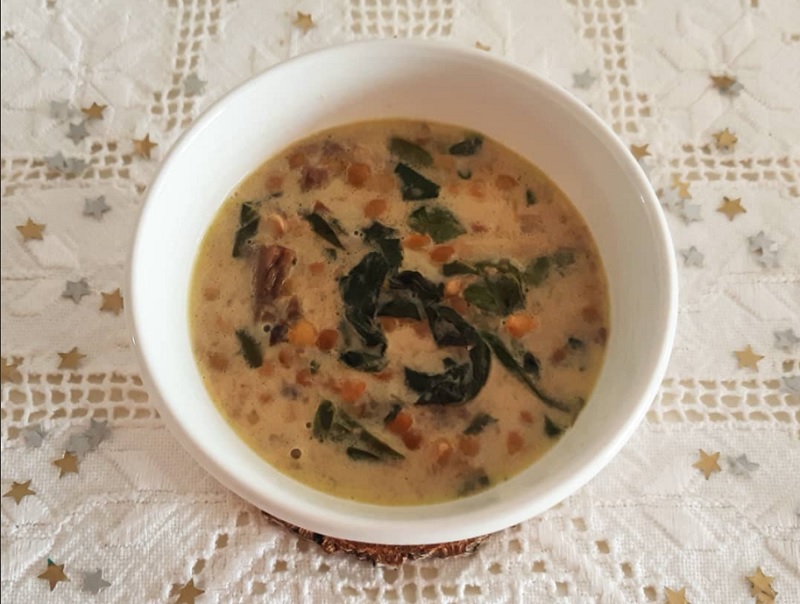 Zuppa di lenticchie e spinaci