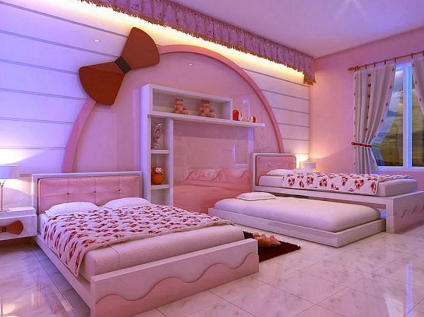 pink two colour combination for bedroom walls