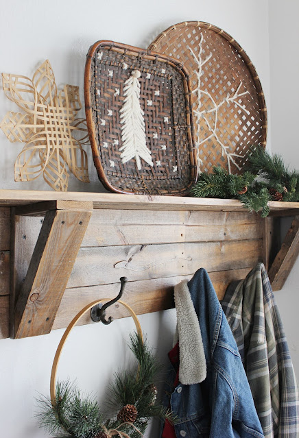 DIY BOHO Christmas Basket Stitching on Thrift Store Baskets