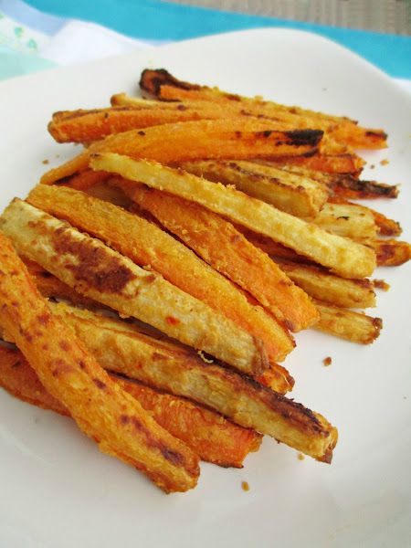 Hummus Coated Carrot and Parsnip Fries