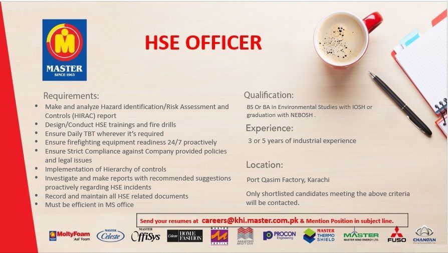 Master Group Of Industries Jobs HSE Officer