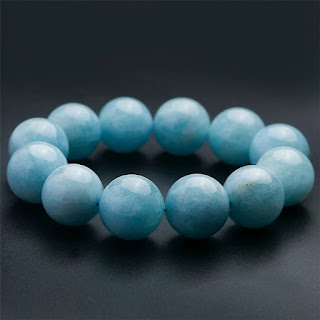 20mm Natural Blue Aquamarine Gift Crystal Big Round Beads Stone Reiki Gemstone Women Bracelet Jewelry