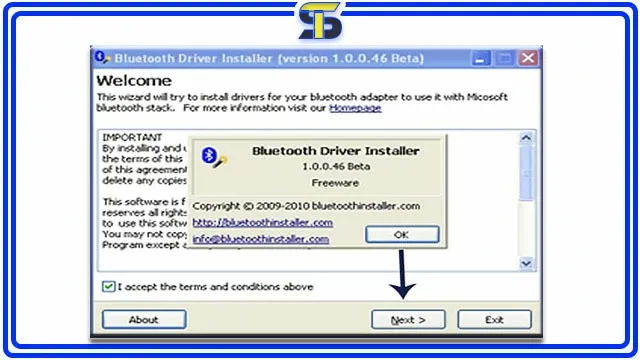 1.برنامج تشغيل البلوتوث Bluetooth Driver Installer