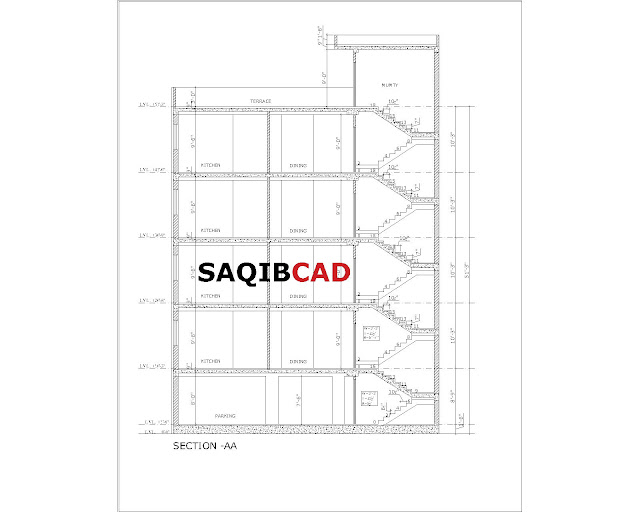 Designing a G+4 (Ground + 4 floors) apartment In autocad Format