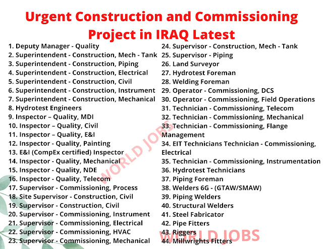 Urgent Construction and Commissioning Project in IRAQ Latest