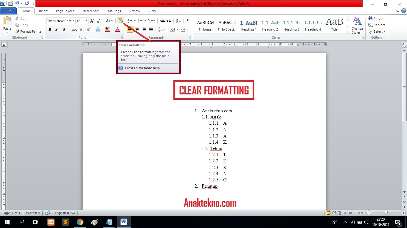 Cara Menghapus Format Tulisan Di Word (Clear Formatting Teks)