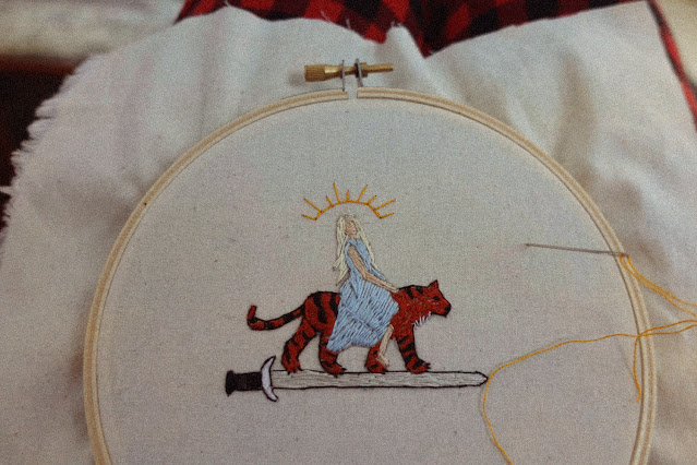 ride the tiger,embroidery artist,folk embroidery,
