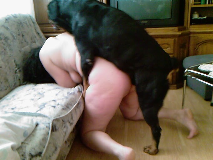 Blonde amateur girl getting licked by dog