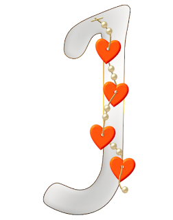 Abecedario Blanco y Gris con Corazones Naranja.