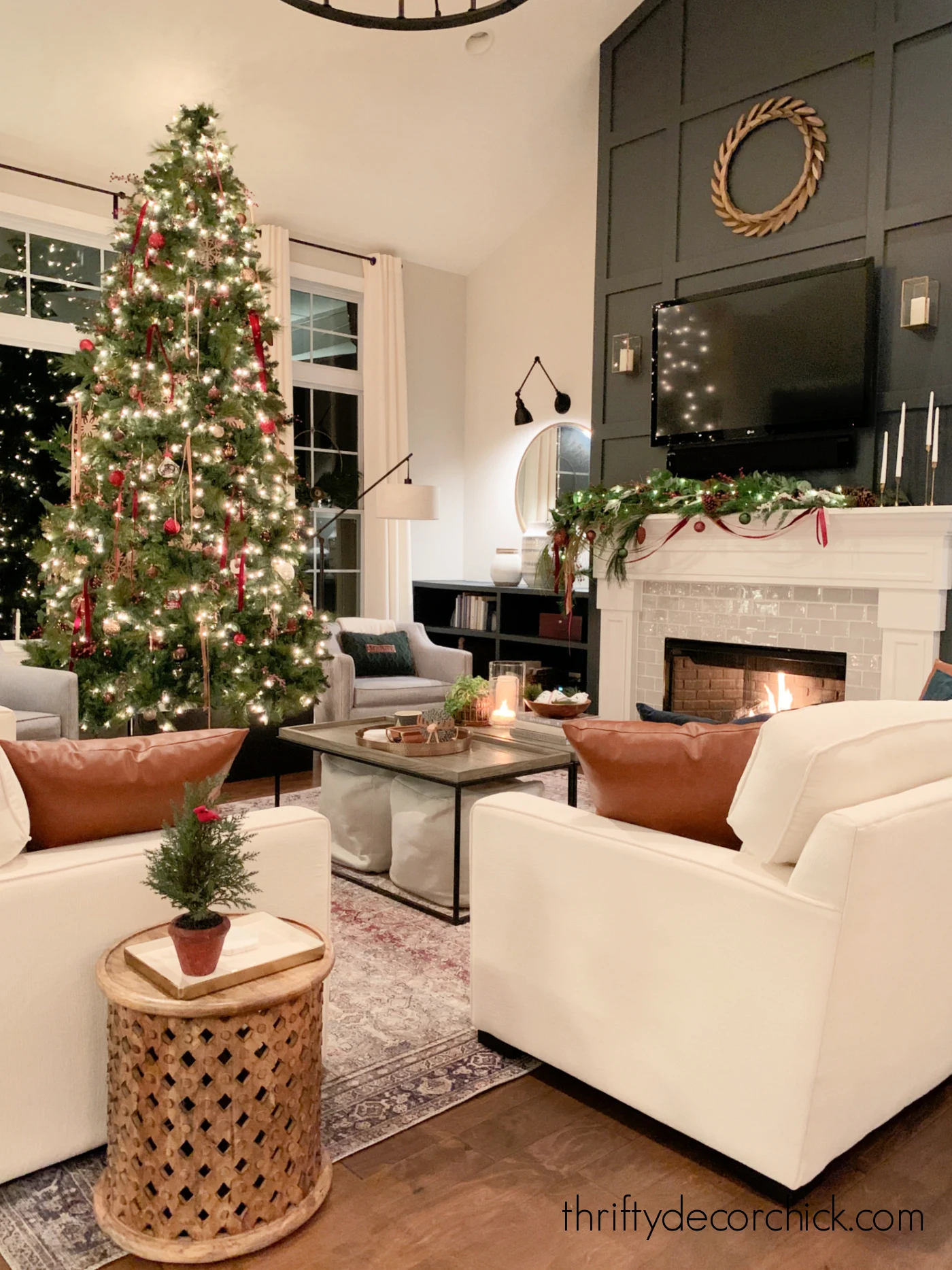 tall tree in large family room