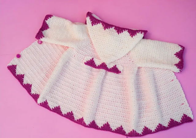 PASO A PASO GRATIS de Abrigo de Niña con Capucha a Crochet