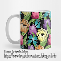 Tulips And Butterflies Pattern Mug