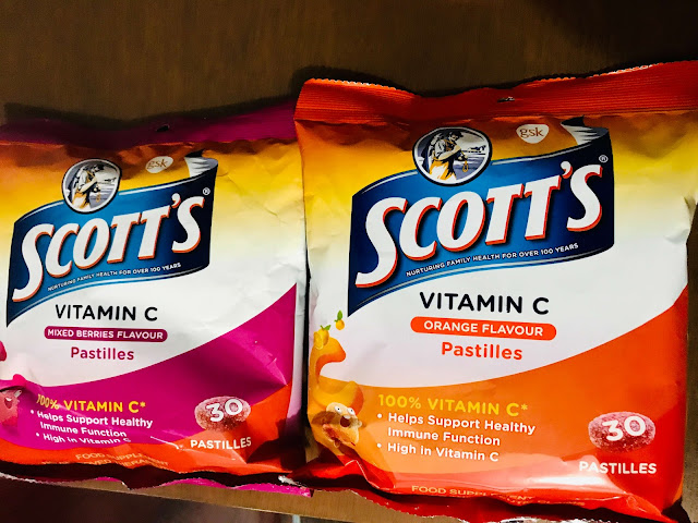 scotts vitamin c pastilles orange mixed berries flavor.